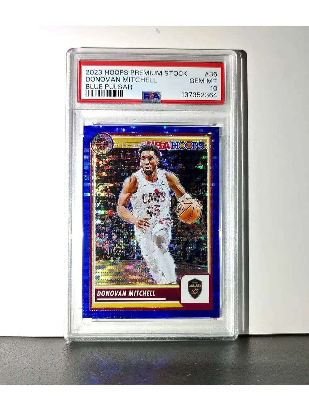 Donovan Mitchell 2023 Panini Hoops Premium #36 04/75 Blue Pulsar PSA 10 Gem Mint